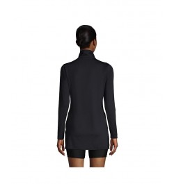 Women's Long Quarter Zip Long Sleeve Tunic Rash Guard Cover-up UPF 50 Sun Protection Black $33.56 Swimsuits