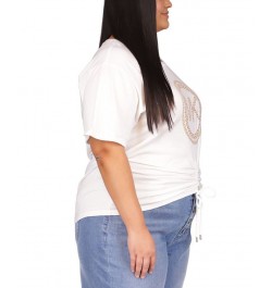 Plus Size Chain-Logo Ruched-Front Top White $44.10 Tops