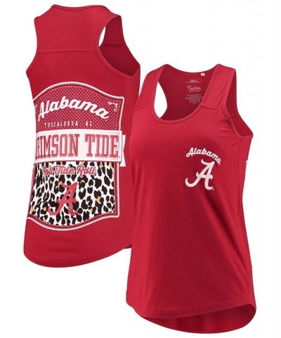 Women's Crimson Alabama Crimson Tide Sanders Animal Print Tank Top Crimson $17.22 Tops