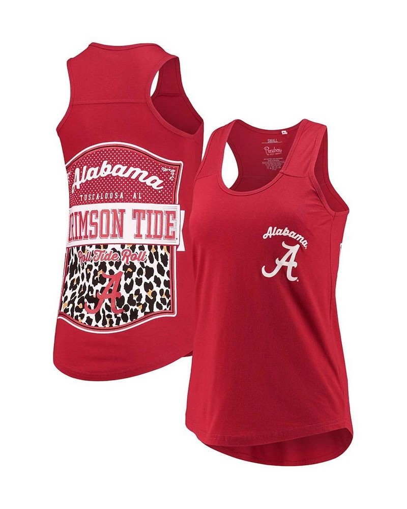 Women's Crimson Alabama Crimson Tide Sanders Animal Print Tank Top Crimson $17.22 Tops