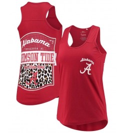 Women's Crimson Alabama Crimson Tide Sanders Animal Print Tank Top Crimson $17.22 Tops