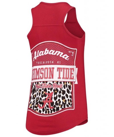 Women's Crimson Alabama Crimson Tide Sanders Animal Print Tank Top Crimson $17.22 Tops