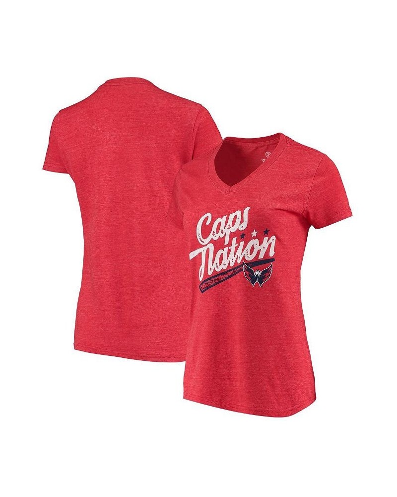 Women's Branded Red Washington Capitals Caps Nation Tri-Blend V-Neck T-shirt Red $17.84 Tops