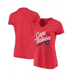 Women's Branded Red Washington Capitals Caps Nation Tri-Blend V-Neck T-shirt Red $17.84 Tops