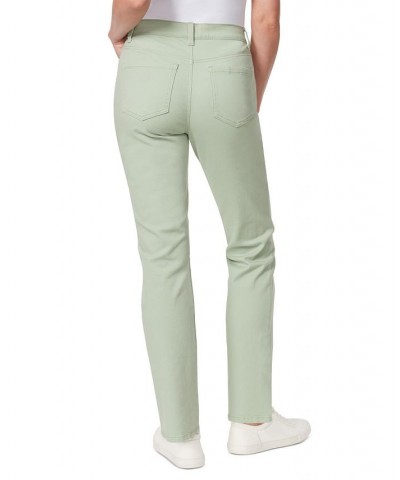 Women's Amanda Colored Twill Straight-Leg Jeans Matcha Latte Green $12.90 Jeans