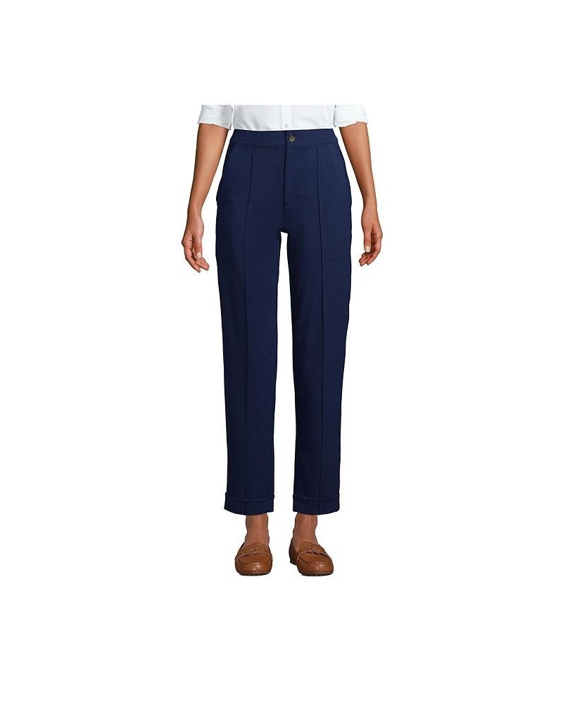 Women's Starfish High Rise Pintuck Straight Leg Elastic Waist Pull On Ankle Pants Blue $29.91 Pants