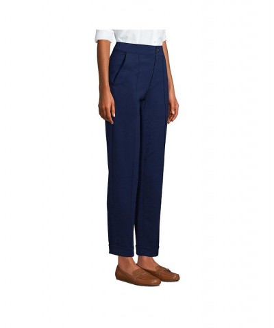 Women's Starfish High Rise Pintuck Straight Leg Elastic Waist Pull On Ankle Pants Blue $29.91 Pants