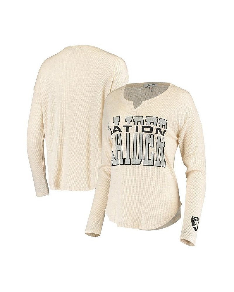 Women's Oatmeal Las Vegas Raiders Sunday Tri-Blend Thermal Long Sleeve T-shirt Oatmeal $28.59 Tops