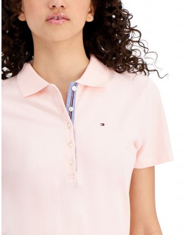 Women's Solid Short-Sleeve Polo Top Ballerina Pink $23.87 Tops