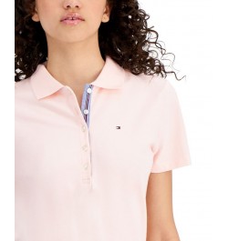 Women's Solid Short-Sleeve Polo Top Ballerina Pink $23.87 Tops