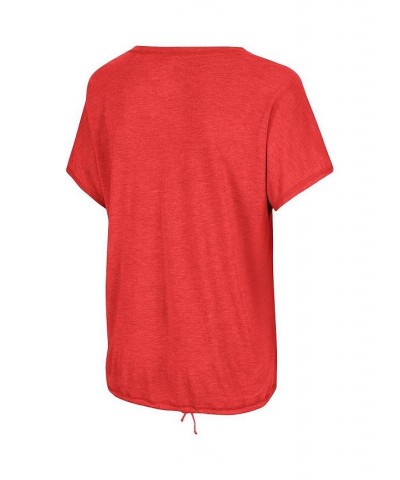 Women's Heathered Scarlet Nebraska Huskers Fifth Sense Drawcord V-Neck T-Shirt Scarlet $23.59 Tops