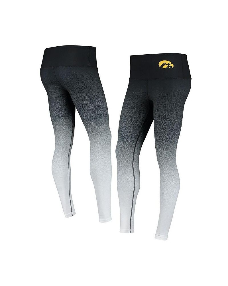 Women's Black and White Iowa Hawkeyes Geometric Print Ombre Leggings Black, White $26.00 Pants