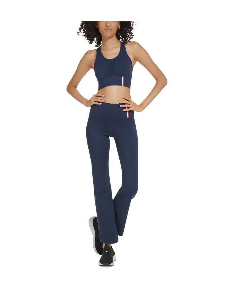 Women's High-Rise Flare-Leg Compression Pants Blue $22.26 Pants