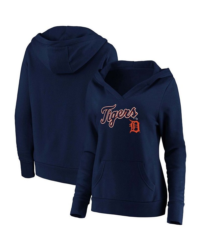 Plus Size Navy Detroit Tigers Core Team Lockup V-Neck Pullover Hoodie Navy $42.39 Sweatshirts