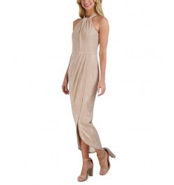 Women's Knot-Neck Tulip-Hem Dress Taupe/Silver $66.72 Dresses