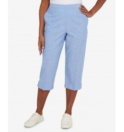 Petite Set Sail Casual Button Tab Capri Pants Marine Blue $26.78 Pants