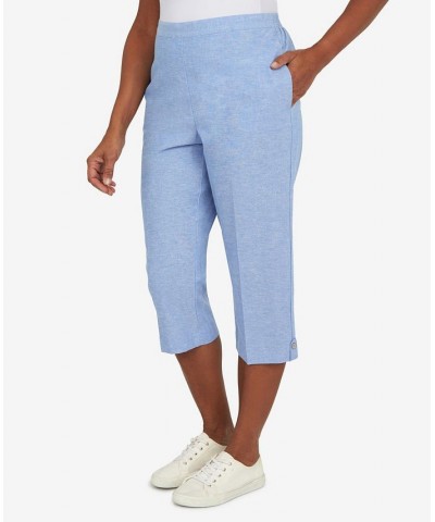 Petite Set Sail Casual Button Tab Capri Pants Marine Blue $26.78 Pants