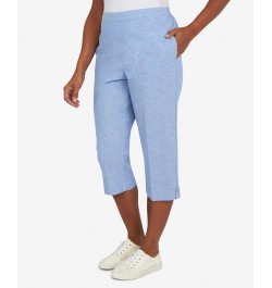 Petite Set Sail Casual Button Tab Capri Pants Marine Blue $26.78 Pants