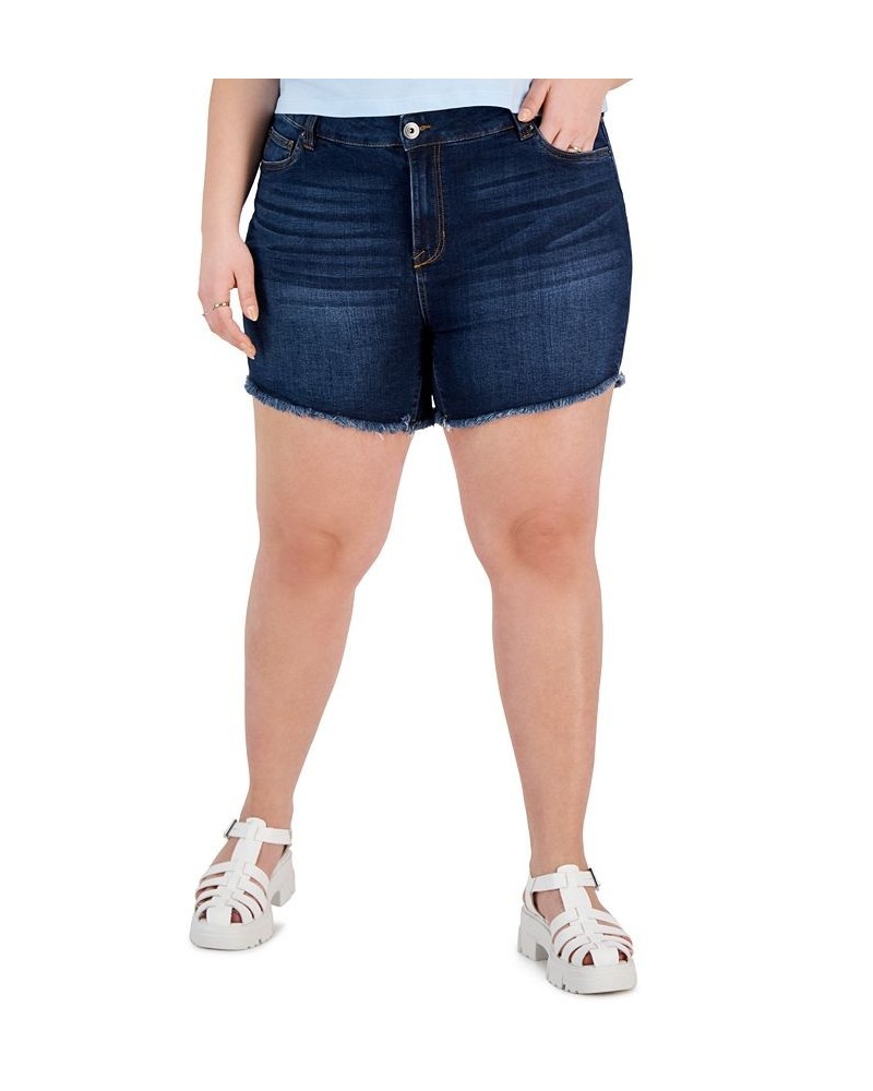 Trendy Plus Size Frayed Denim Shorts Sammogia $15.89 Shorts