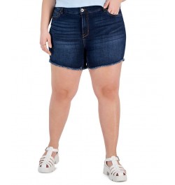 Trendy Plus Size Frayed Denim Shorts Sammogia $15.89 Shorts