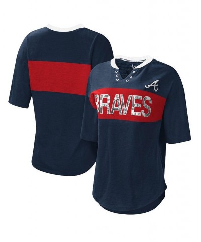 Women's Navy and Red Atlanta Braves Lead Off Notch Neck T-shirt Navy, Red $27.50 Tops