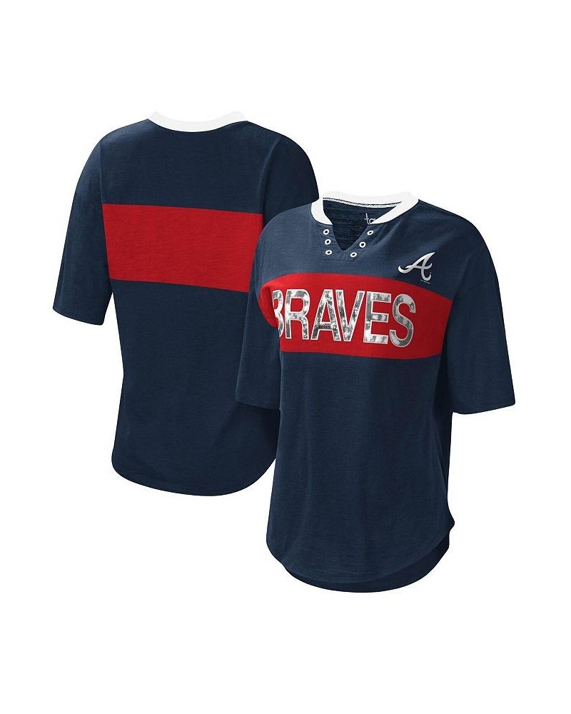 Women's Navy and Red Atlanta Braves Lead Off Notch Neck T-shirt Navy, Red $27.50 Tops