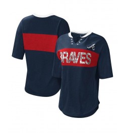 Women's Navy and Red Atlanta Braves Lead Off Notch Neck T-shirt Navy, Red $27.50 Tops