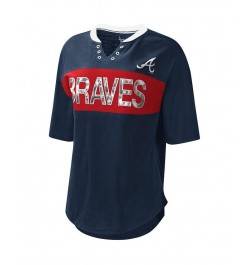 Women's Navy and Red Atlanta Braves Lead Off Notch Neck T-shirt Navy, Red $27.50 Tops