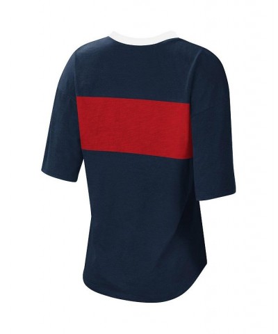 Women's Navy and Red Atlanta Braves Lead Off Notch Neck T-shirt Navy, Red $27.50 Tops