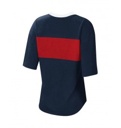 Women's Navy and Red Atlanta Braves Lead Off Notch Neck T-shirt Navy, Red $27.50 Tops