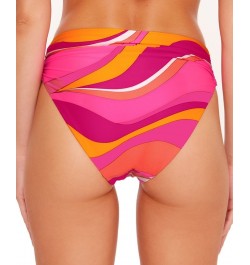 Women's Vivid Vista Printed Shirred V-Side High-Waist Bikini Bottoms Multi $53.90 Swimsuits