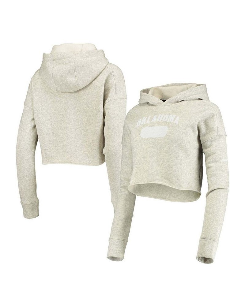 Women's Oklahoma Sooners Story Cropped Pullover Hoodie Grey H $37.50 Sweatshirts