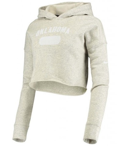 Women's Oklahoma Sooners Story Cropped Pullover Hoodie Grey H $37.50 Sweatshirts