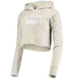 Women's Oklahoma Sooners Story Cropped Pullover Hoodie Grey H $37.50 Sweatshirts