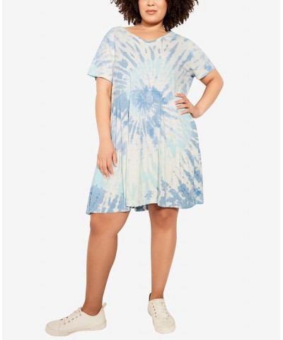Plus Size Tiered Tie Dye Dress Aqua $22.49 Dresses
