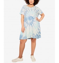 Plus Size Tiered Tie Dye Dress Aqua $22.49 Dresses