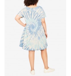 Plus Size Tiered Tie Dye Dress Aqua $22.49 Dresses