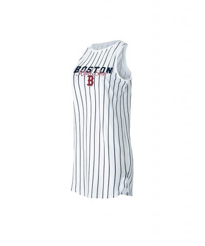 Women's White Boston Red Sox Reel Pinstripe Knit Sleeveless Nightshirt White $26.87 Pajama