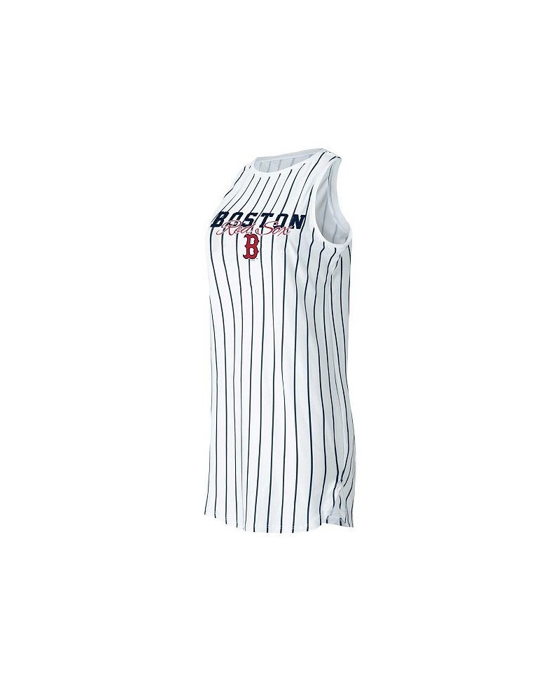 Women's White Boston Red Sox Reel Pinstripe Knit Sleeveless Nightshirt White $26.87 Pajama