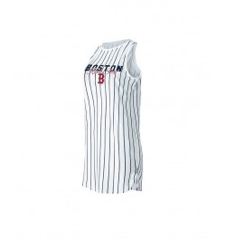 Women's White Boston Red Sox Reel Pinstripe Knit Sleeveless Nightshirt White $26.87 Pajama