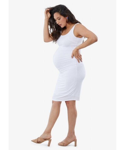 Women's Maternity Ruched Tank Dress White $50.00 Dresses