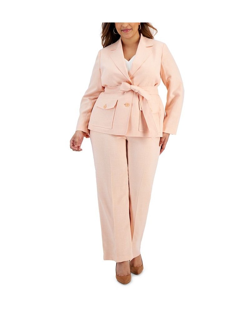 Plus Size Belted Safari Jacket Pantsuit Orange $137.60 Suits