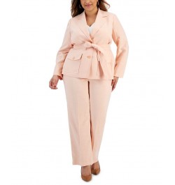 Plus Size Belted Safari Jacket Pantsuit Orange $137.60 Suits