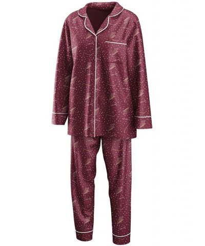 Women's Garnet Florida State Seminoles Long Sleeve Button-Up Shirt and Pants Sleep Set Garnet $42.39 Pajama