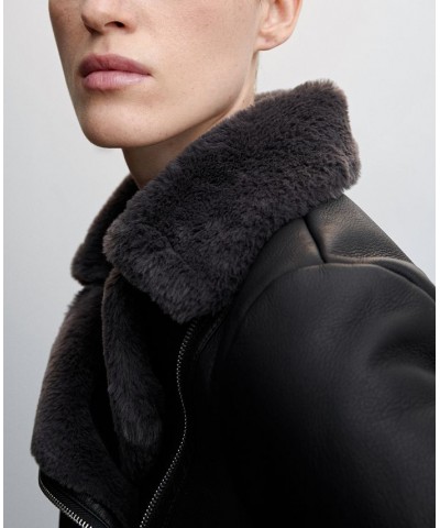 Women's Faux Shearling-Lined Jacket Black $57.20 Jackets