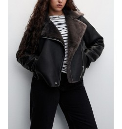 Women's Faux Shearling-Lined Jacket Black $57.20 Jackets