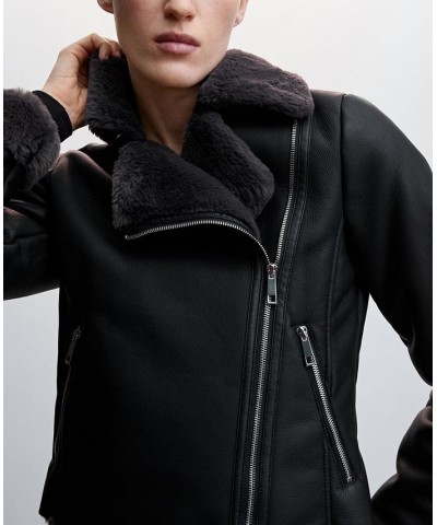 Women's Faux Shearling-Lined Jacket Black $57.20 Jackets