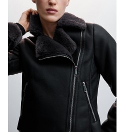 Women's Faux Shearling-Lined Jacket Black $57.20 Jackets