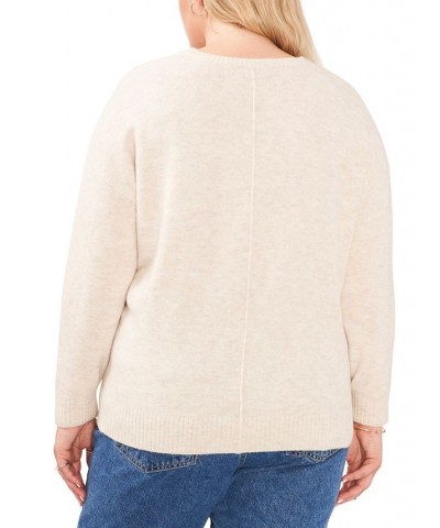 Plus Size Cozy V-Neck Long Sleeve Sweater Brown $28.70 Sweaters