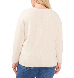 Plus Size Cozy V-Neck Long Sleeve Sweater Brown $28.70 Sweaters